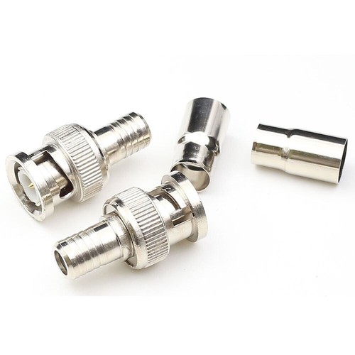 5 Pack BNC Crimp-On Plug Connector 2 Piece for RG-59 Coaxial Cable Plug CCTV - Picture 3 of 5
