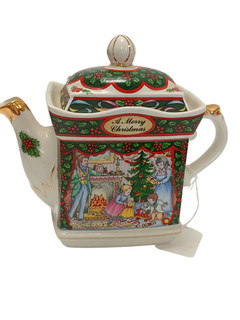 Sadler Christmas Morning Teapot A Merry Christmas A Happy New Year Dining