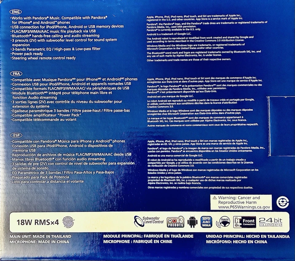 Alpine UTE-73BT Adavanced Bluetooth Digital Media Receiver 1990-2002 Acura Honda - Image 2 of 4