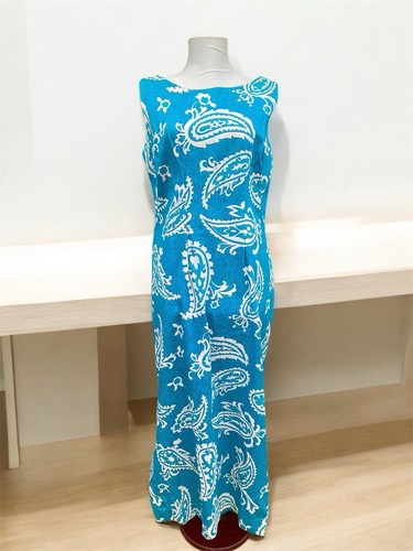 Tokhi Hawaii Honolulu Vintage blau weiß Tiki Boho tropische Blumen Etuikleid - Bild 2 von 7