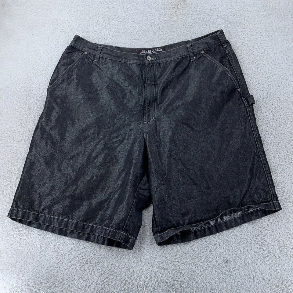 Pantalones Cortos Guess Jeans De Colección Para Hombre 42 Negro Carpintero Denim Utilitario Hong Kong Años 90 Foto 2 de 4