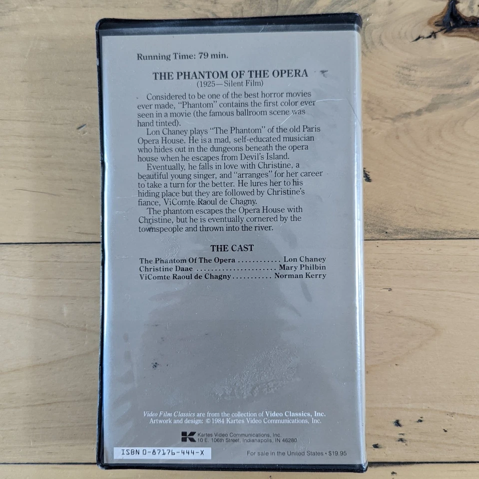 The Phantom of the Opera (1925) VHS (1984) Silent Film, Lon Chaney, Mary Philbin - Image 2 of 2