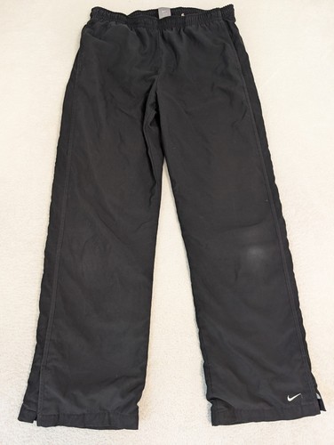 Pantalones cortavientos Nike para hombre M 31x30 negros Y2K algodón forrado cordón - Imagen 5 de 8