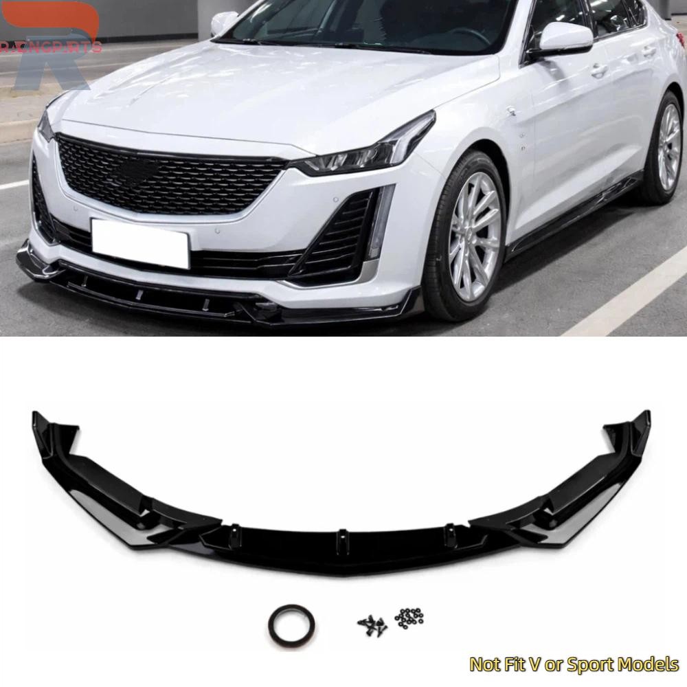 Gloss Black ABS Front Lip Spoiler for 2020-2024 Cadillac CT5 Luxury Models