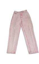 Vtg Lee Jeans Womens 9 Pink High Waisted Tapered Mom Acid Wash USA 90s Barbie