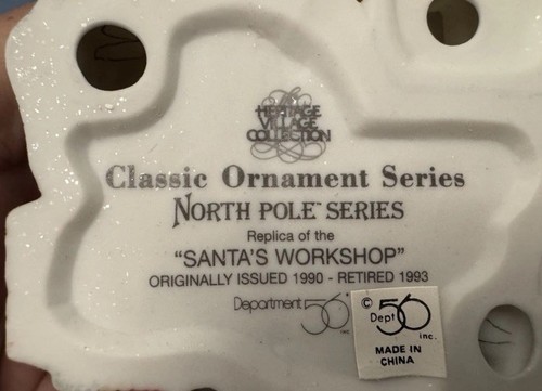 Vint Dept 56 Classic Ornament Series-Santa's Workshop North Pole Series Retired - Picture 5 of 5