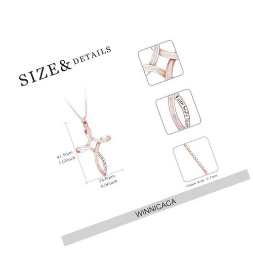 Rosegold Kreuz Halsketten für Damen 925 Sterling Silber keltisch weiß - Bild 4 von 7