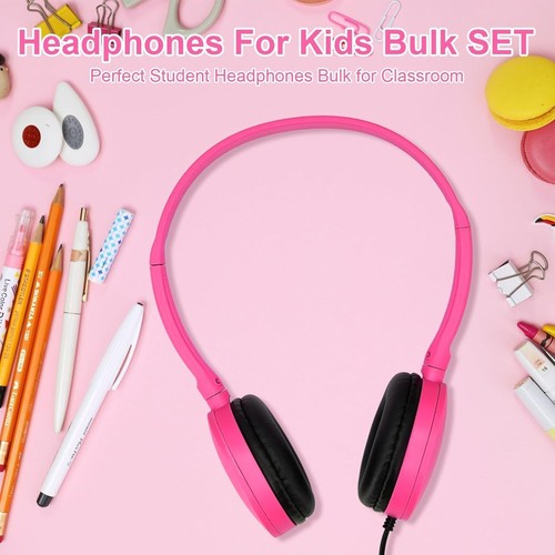 Kids Bulk Headphones for Classroom School, Classroom Headphones Bulk, Compatible - Picture 3 of 7
