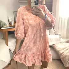 Bleecker 126 Pink White GIngham Cotton Dress Size 14