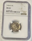 1936 D Buffalo Nickel Beautiful Luster NGC MS65 Grade