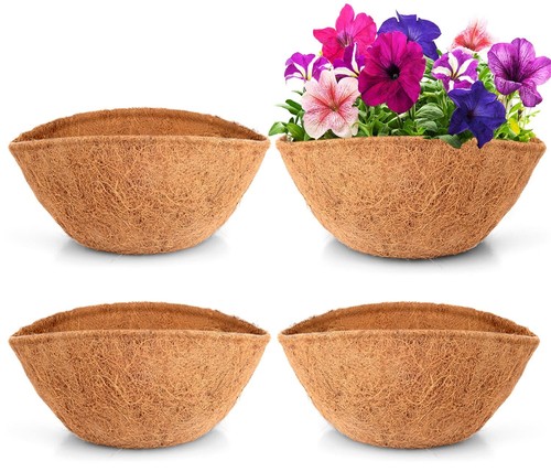 Coco Coir Liner Replacement for Plant Hanging Basket, 4 PCS 14 Inches Round T...