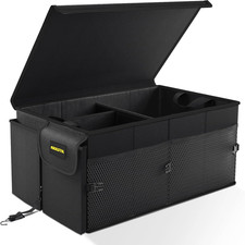 65L Collapsible Car Trunk Organizer w/ Lid   Large, Durable Storage Bin