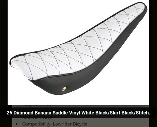 BICYCLE BANANA SEAT BLACK/WHITE ,BLK SISSY BAR & GRIPS,FOR 26" BEACH CRUISERS - Picture 4 of 4