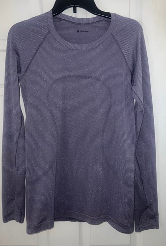 Lululemon Swiftly Speed Long Sleeve *Shine-Size 8-Purple Quartz / White / Silver - Picture 4 of 6