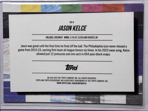 🎬 🍿2024 Topps Resurgence Jason Kelce Sign Off SP #SO-9 Case Hit ⚡️💥 - Picture 2 of 2