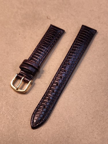 Correa de reloj Hadley Roma 14R marrón acolchada y cosida de grano de lagarto para dama NOS - Imagen 7 de 10