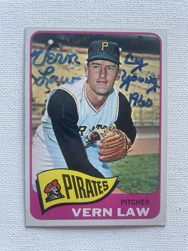 Signed 1965 Topps Vern Law Pittsburgh Pirates Autographed Auto - Picture 1 of 2