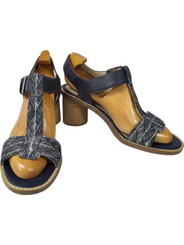 Sandali Clarks Somerset blu pelle tacco a blocco cinturino fibbia taglia UK 5D PW