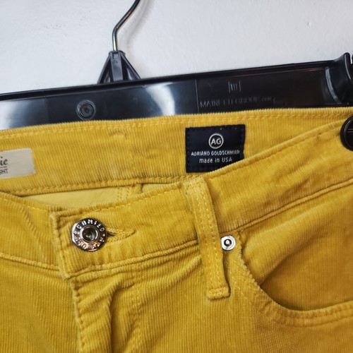 AG Adriano Goldschmied Pants Womens 27 Yellow Corduroy The Stevie Slim Straight - Picture 4 of 11