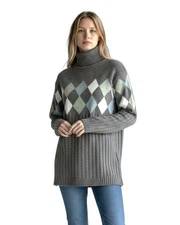 LORD & TAYLOR Vintage Argyle Sweater Lambswool Angora Dark Academia Women’s M