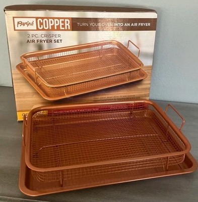 PARINI Two (2) Piece COPPER Ceramic Crisper Air Fryer Set, Dishwasher Safe - NEW