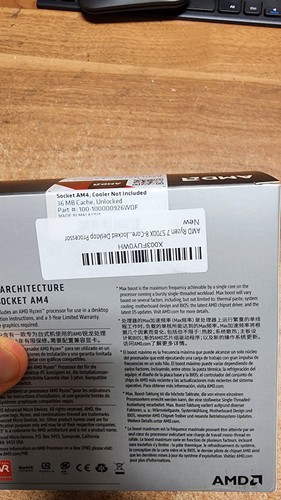 New AMD Ryzen 7 5700X 3.40GHz 8 Core 100-100000926W0F 16 Thread AM4 - Zdjęcie 3 z 5