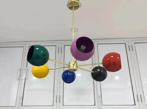 Multicolor Chandelier 6 Arms Lights Mid Century Light Italian Light Lamp Fixture - Picture 8 of 11