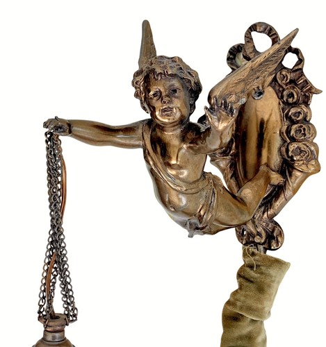 Antique Cherub Bronze Wall Sconce - Picture 3 of 13