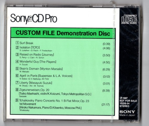 Promo Sony CD Pro CUSTOM FILE Demonstration Disc 1987 Japan YEDS-34 TOTO Journey - Picture 2 of 2