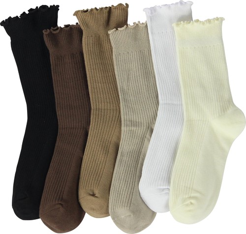 Ruffle Socks Women Lightweight Cotton Socks Turn-Cuff Frilly Sock Casual Abov... - Picture 5 of 6
