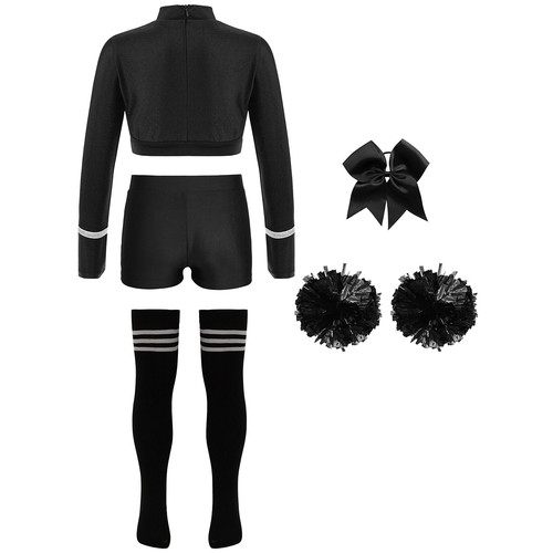 Niños Niñas Top Corto Con Pantalones Cortos Color Contraste Baile Conjunto Fiesta A Juego - Imagen 6 de 68