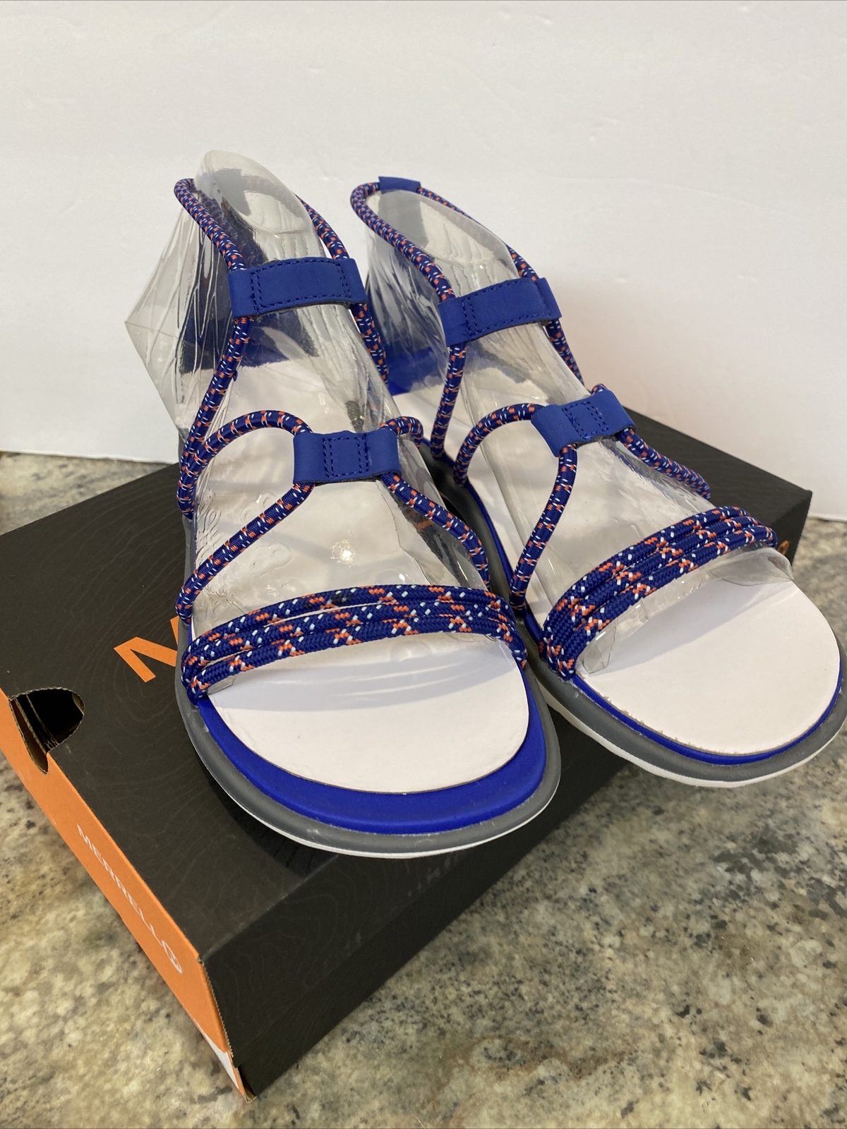 Merrell Sunstone sandali gladiatore elasticizzati blu rosa sodalite con cinturino 10M