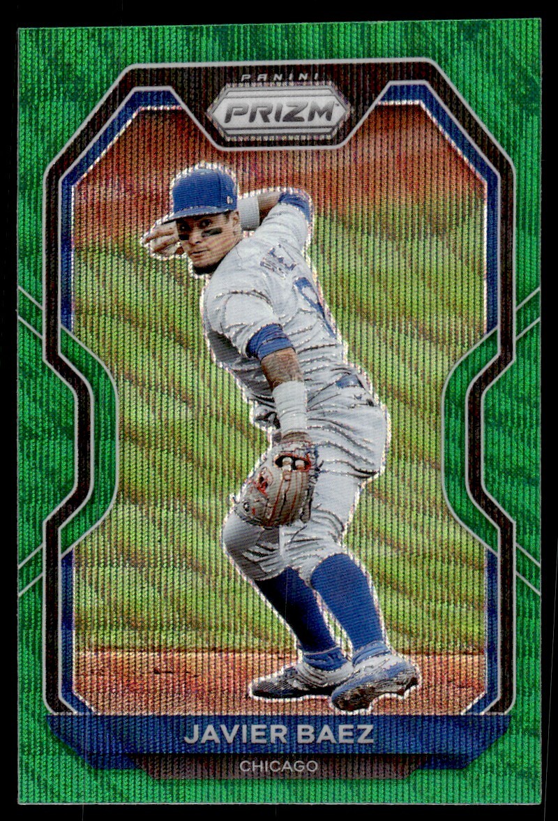 2021 Panini Prizm Prizms Green Wave Chicago Cubs Baseball Card #107 Javier Baez