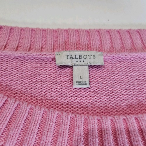 Suéter Talbots Mujer Talla L Rosa Cable Tejido Algodón Barbiecore Pullover Cuello en V - Imagen 3 de 8