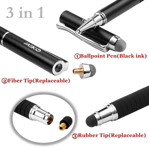 MEKO 3 en 1 Stylet Tactile avec 2X Stylo Bille 2X Fibre Conseils pour iPad iP... - Photo 5/7