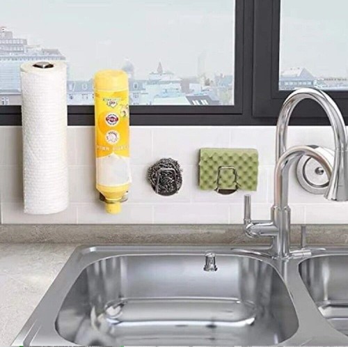 4 Pcs Adhesive Sponge Holder Sink Caddy for Kitchen Accessories Stainless Steel - Picture 9 of 11