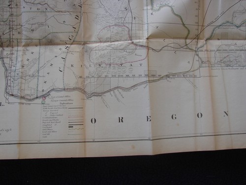 1865 GLO Surveyor Generals Office Washington Territory Color Map Gold Mines More - Picture 3 of 12