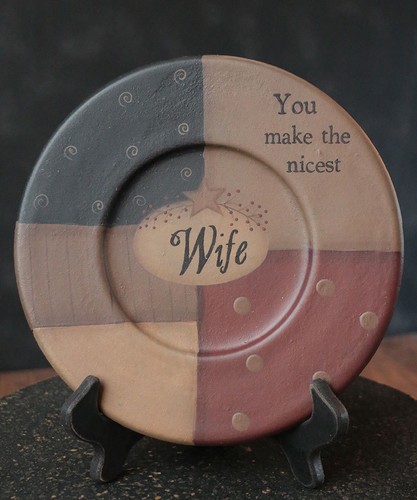 Decorative Wood Plate You Make the Nicest Wife Primitive Decor Barbara Lloyd - Picture 3 of 3