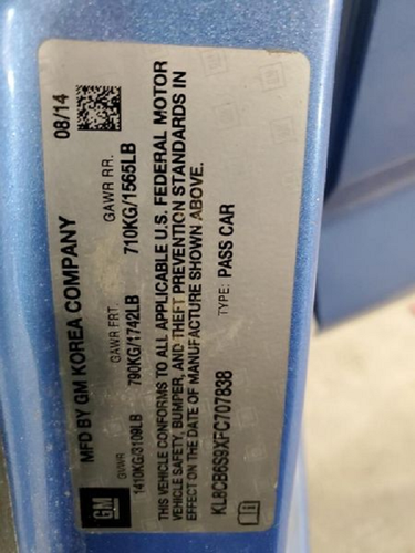 2014-2015 Chevy Spark Passenger Right Front Spindle Knuckle OEM - Foto 10 di 10