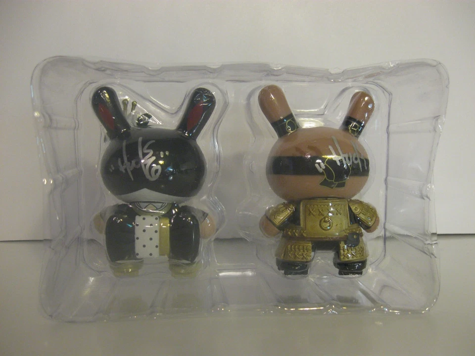 Kidrobot HUCK GEE Gold Life KABUKI & KITSUNE Negro Dunny KR Vinilo FIRMADO Dúo Foto 4 de 4
