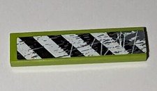 LEGO Lime Green Tile 1x4 Black White Danger Stripe Sticker 2431pb221L Set 8963