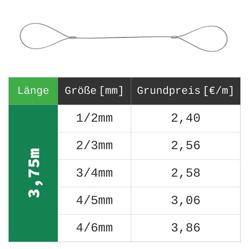 Stahlseil ummantelt mit Ösen 0,2-10m kabel mit Schlaufen Schlaufen material PVC - Bild 26 von 39