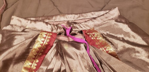 Indian Girl's Purple Silk Bharatnatyam Suit With Ghungroos  - Picture 3 of 10