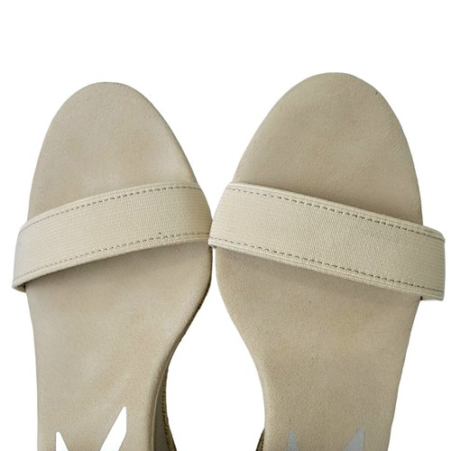 Anne Klein Sport Wedge Sandals Women 8 Gold Beige Shoes Slip On Stretch Summer - Picture 13 of 16