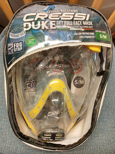 Yellow Cressi Duke Dry Full Face Mask Unisex Snorkel Anti Fog Size S/M With Case