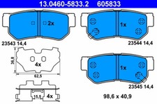 ATE 13.0460-5833.2 Bremsbelagsatz, Scheibenbremse Für HYUNDAI, KIA