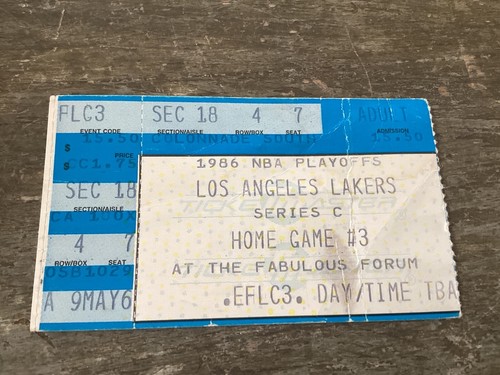 1986 Los Angeles Lakers  Playoff  Basketball Ticket stun FOURM FREE SHIPPING