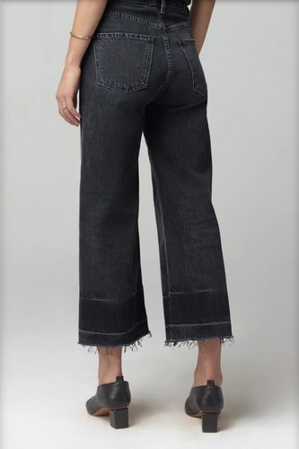 NWT Citizens of Humanity Sacha High Rise Wide Leg Jeans Denim Sz 27 In Black - Picture 3 of 4