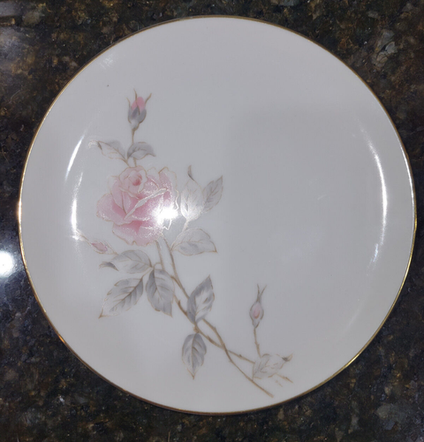 Plato Desierto Pan Fino China Sango Pastoral 6" Borde Oro Rosa Rosa - Imagen 2 de 4