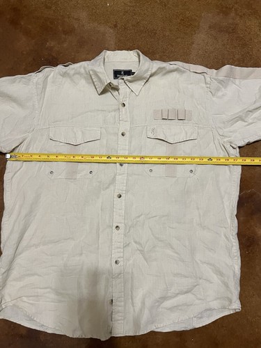 Browning Men’s 100% Linen Shooting style Button Down Short Sleeve Shirt Size XL - Picture 10 of 12
